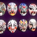 Colorful Traditional Peking Opera Masks With Various Artistic Patterns And Designs