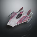 Futuristic Scifi Combat Starfighter With Red White Accents And Twin Cannons Detailed Design
