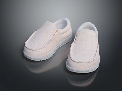 Soft Light Pink Slip On Fabric Shoes For Casual Comfortable Indoor Daily Wear 3d model