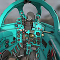 Vintage Turquoise Aircraft Cockpit Interior With Control Buttons Gauges And Instrument Panel