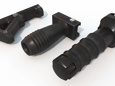 Black Plastic Tool Handles With Non Slip Grip And Ergonomic Design Features 3d model