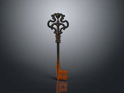 Ornate Decorative Key With Intricate Metal Craftsmanship And Vintage Design 3d model