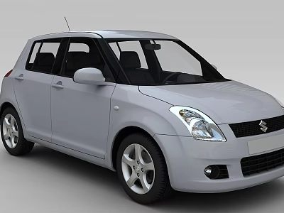 Stylish Silver Suzuki Compact Hatchback With Four Door And Alloy Wheels 3d model