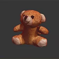 Cute Yellow Plush Teddy Bear Sitting on Dark Background with Reflection 3d model