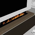 Modern Built In Fireplace In Living Room Interior With Burning Flames And Ambient Lighting
