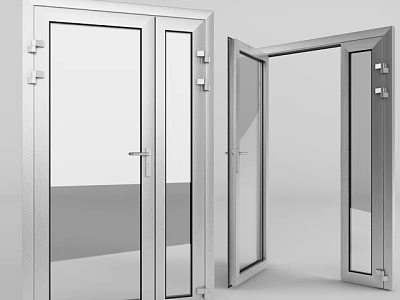 Modern Double Door With Glass Panel And Metal Frame For Interior Space 3d model
