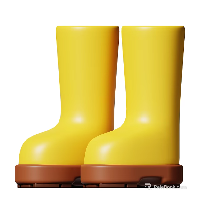 Stylish Yellow Rain Boots With Durable Rubber Material And Comfortable Fit Design 3d model 