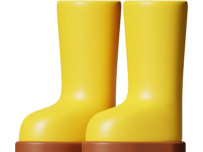 Stylish Yellow Rain Boots With Durable Rubber Material And Comfortable Fit Design 3d model