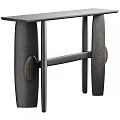 Modern Dark Wooden Functional Desk With Unique Leg Structure And Sleek Design 3d model