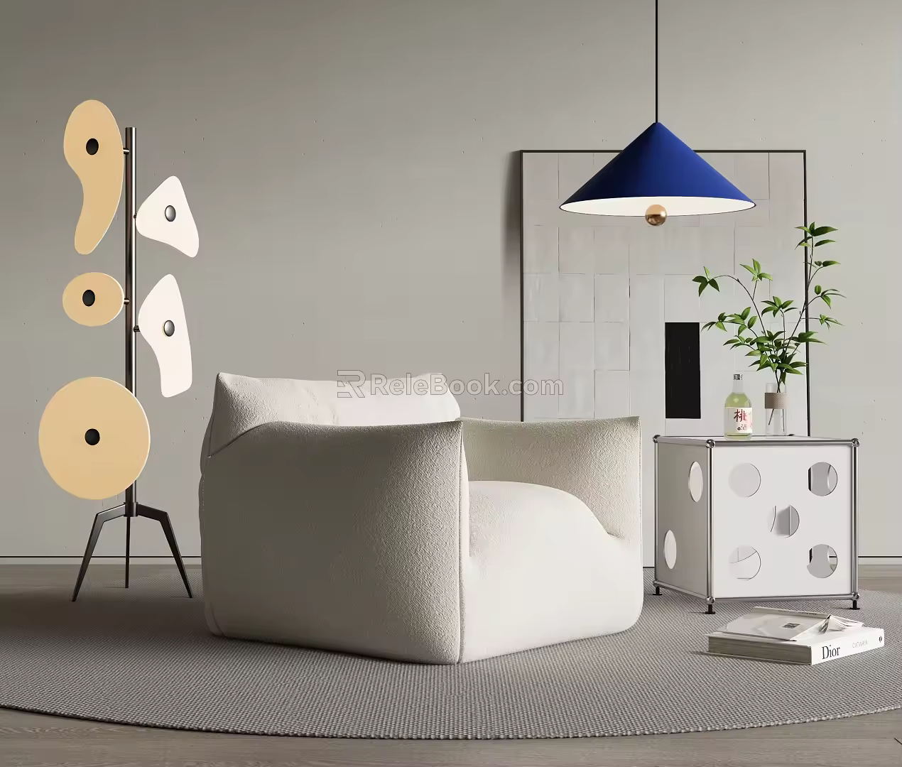 Gervasoni Modern Single Sofa Lazy Sofa Floor Lamp Side 3d model