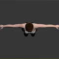 Red Haired Child Wearing White Tank Top Black Leggings Black Boots Arms Outstretched Gray Background