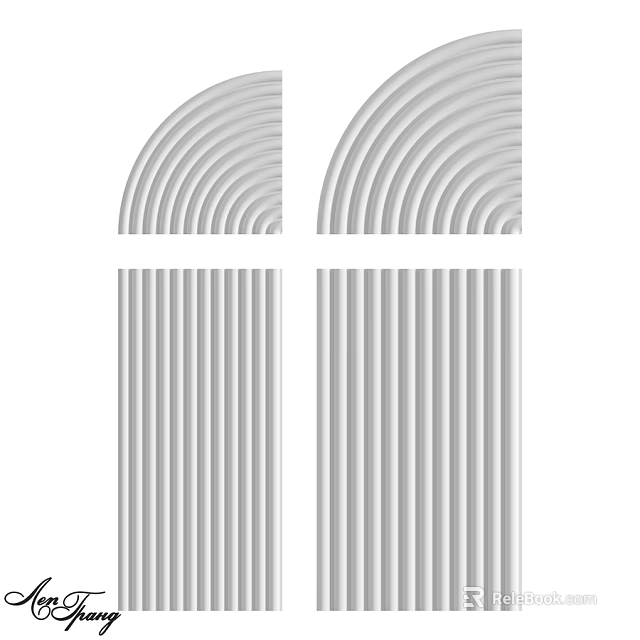 Modern Wall Design With Curved Stripes And Vertical Line Patterns 3d model 