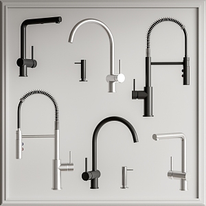 Modern stainless steel faucet combination 3d model