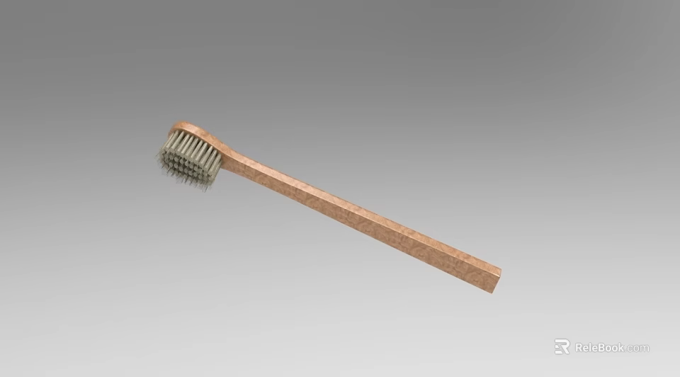Wooden Handle Brush With Metal Bristles For Household Cleaning Tasks 3d model 