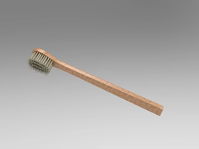 Wooden Handle Brush With Metal Bristles For Household Cleaning Tasks 3d model