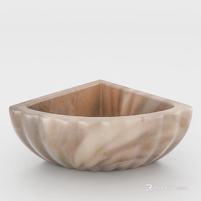 Elegant Marble Square Shaped Washbasin With Wavy Edge And Light Brown Beige Texture 3d model