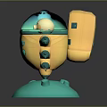 Cute Game Movie Character With Yellow Body Blue Head And Green Protrusions 3D Model Design