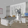 Medical Treatment Room Interior With Bed Equipment Sofa Computer And Window