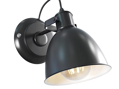 Black Dome Shade Wall Light Featuring Bright Bulb And Wall Mounted Design 3d model