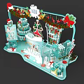 Christmas Photo Check-in Spot With Santa Hat Wreath Gifts And Cake Tower