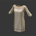 Pastel Pink Beige Polka Dot Round Neck Half Sleeve Simple Women Dress