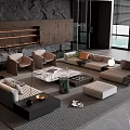 Modern Luxury Sofa Coffee Table Set with Fireplace Floor to Ceiling Windows and Blinds