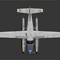 Detailed Modern White and Blue Seaplane with Floats Extended Wings on Reflective Surface
