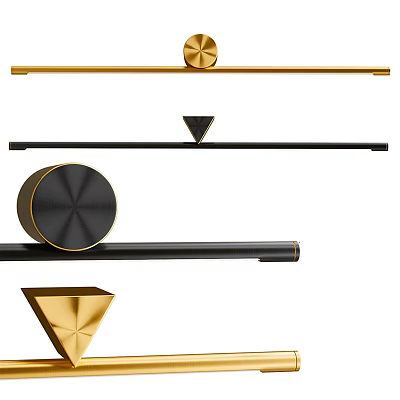 Modern Decorative Gold And Black Wall Lamps With Circular Triangular Shapes 3d model