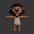 3D Cartoon Lion Character With Red Mane Standing And Open Arms Friendly Pose