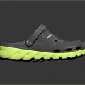 Timberland Gray Clogs With Green Soles And Perforated Design For Comfort