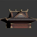 Traditional Chinese Architecture Featuring Curved Eaves Purple Tiles Red Pillars And Golden Decorations