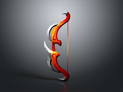 Striking Red And Silver Metallic Bow Weapon With Modern Streamlined Design And Glossy Finish 3d model