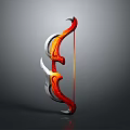 Striking Red And Silver Metallic Bow Weapon With Modern Streamlined Design And Glossy Finish