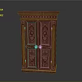 Vintage Mahogany Cabinet With Intricate Carved Double Doors And Decorative Details