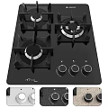 Black Gas Cooktop Stove With Four Burners Control Knobs And Panel Options 3d model