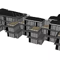 Modern Townhouse Exterior With Large Windows Balconies Central Pathway And Lush Greenery Trees