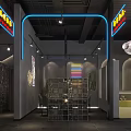 Hotpot Restaurant Modern Interior With Open Space Gray Walls Red Sculpture And Fireplace
