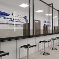 Clean National Immigration Service Hall With Service Counters And Stools In A Row