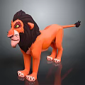 Cartoon Lion Character With Orange Body Black Mane And Green Eyes