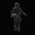 Futuristic Military Game Movie Character In Full Body Armored Suit With Tactical Gear