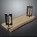 Wooden Desktop Stand With Long Board And Two Frame Structures Black Connectors 3d model