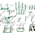 Various Green Fitness Equipment For Sports Training And Workout Sessions