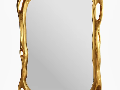 Elegant Decorative Golden Frame Mirror With Unique Design For Home Interior 3d model