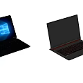 Two Modern Laptops With Windows Screen Display And Illuminated Keyboard Design 3d model