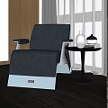 Modern Gray Single Sofa With Fabric Upholstery And Side Table Vase In Natural Light Room