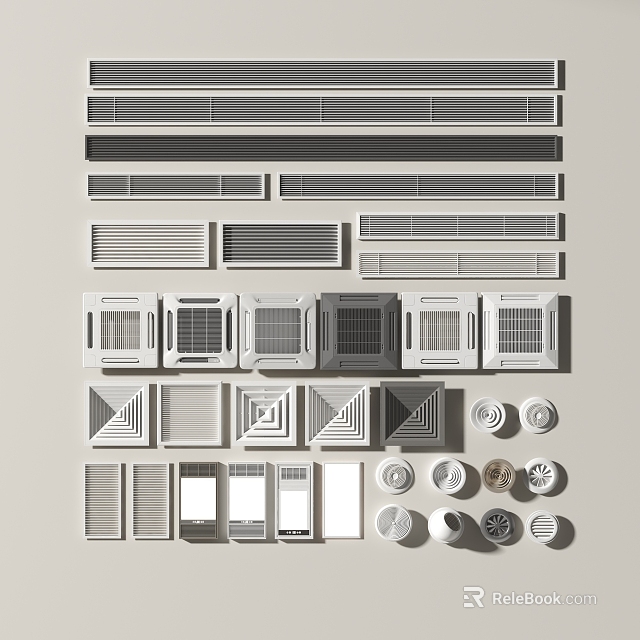 Various Air Conditioner Vents Styles And Designs For Home Interior 3d model 