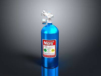 Car Equipped With Blue NoE Gas Cylinder For Vehicle Safety Use 3d model