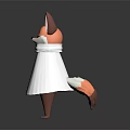 Cute 3D Fox Sculpture With White Cloak Pink Ears And Brown Tail