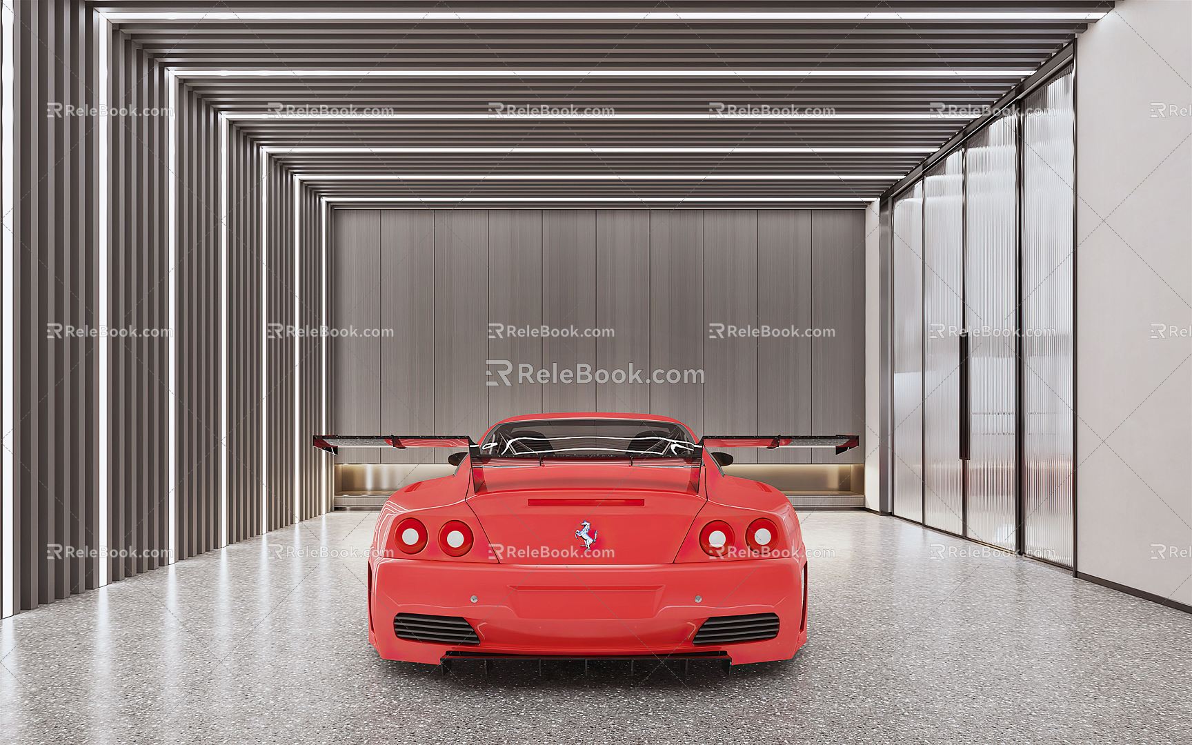 Modern Garage Stylish Indoor Ferrari Garage 3d model