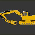 Yellow Construction Excavator Model Number 700 With Tracked Undercarriage And Grapple Attachment